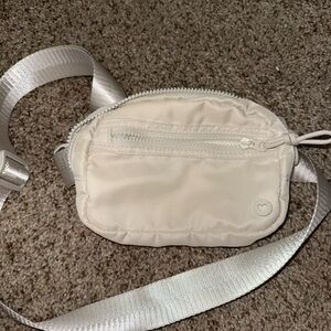 Claire's Cream Nylon Crossbody Belt Bag